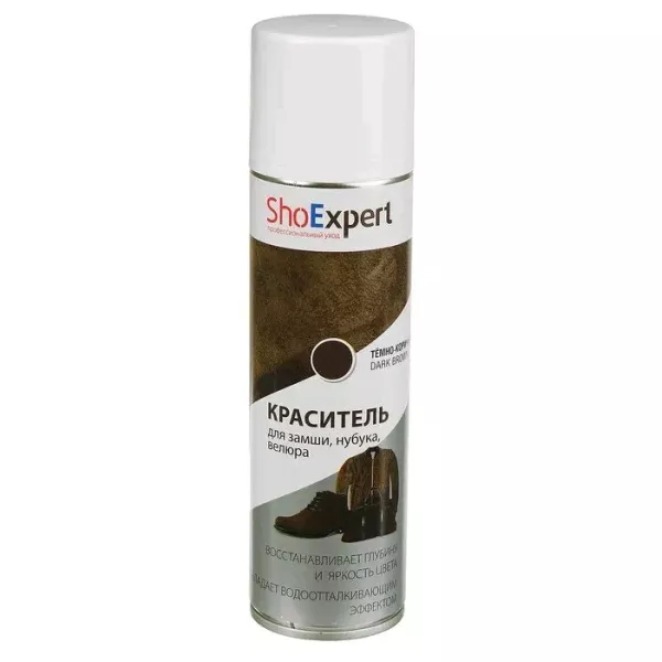 

shoexpert аэрозоль-краска д/замши темно-коричневая 250 мл, 40556.0