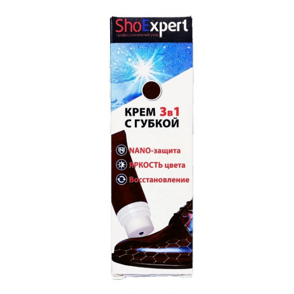 

shoexpert крем-туба с губкой 3 в темно-коричневый 75 мл, 41770.0