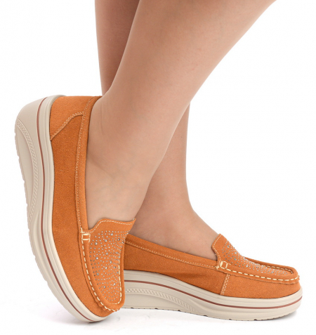 ЖЕНСКИЕ МОКАСИНЫ НА ТАНКЕТКЕ НАТУРАЛЬНАЯ ЗАМША BINIFOOT/BNF ТАЙВАНЬ