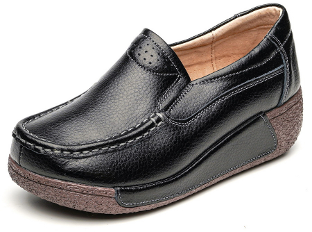 ЖЕНСКИЕ МОКАСИНЫ НА ТАНКЕТКЕ НАТУРАЛЬНАЯ КОЖА BINIFOOT/BNF ТАЙВАНЬ