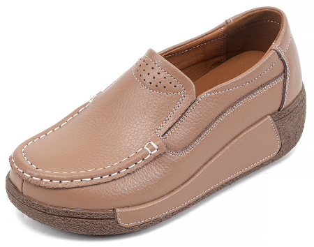 ЖЕНСКИЕ МОКАСИНЫ НА ТАНКЕТКЕ НАТУРАЛЬНАЯ КОЖА BINIFOOT/BNF ТАЙВАНЬ