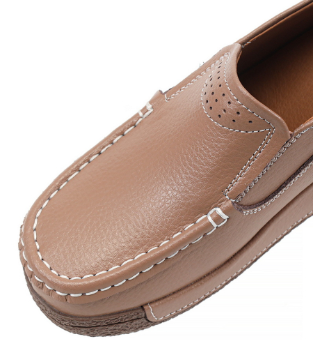 ЖЕНСКИЕ МОКАСИНЫ НА ТАНКЕТКЕ НАТУРАЛЬНАЯ КОЖА BINIFOOT/BNF ТАЙВАНЬ