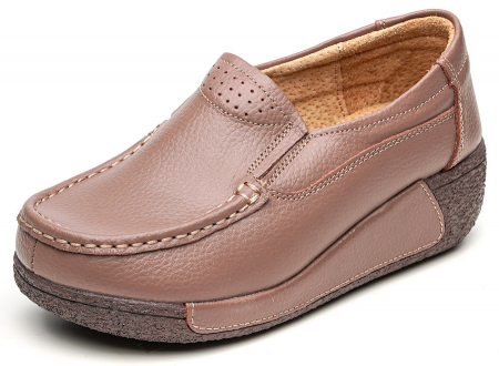 ЖЕНСКИЕ МОКАСИНЫ НА ТАНКЕТКЕ НАТУРАЛЬНАЯ КОЖА BINIFOOT/BNF ТАЙВАНЬ
