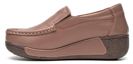 ЖЕНСКИЕ МОКАСИНЫ НА ТАНКЕТКЕ НАТУРАЛЬНАЯ КОЖА BINIFOOT/BNF ТАЙВАНЬ