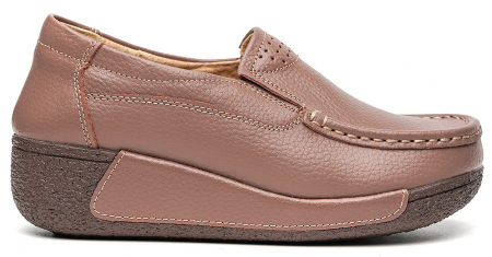 ЖЕНСКИЕ МОКАСИНЫ НА ТАНКЕТКЕ НАТУРАЛЬНАЯ КОЖА BINIFOOT/BNF ТАЙВАНЬ