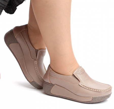 ЖЕНСКИЕ МОКАСИНЫ НА ТАНКЕТКЕ НАТУРАЛЬНАЯ КОЖА BINIFOOT/BNF ТАЙВАНЬ