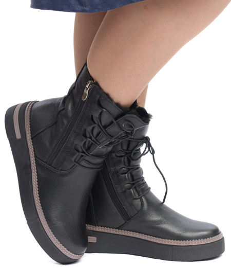 ЖЕНСКИЕ БОТИНКИ НАТУРАЛЬНАЯ КОЖА / НАТУРАЛЬНЫЙ МЕХ GUGU ГЕРМАНИЯ