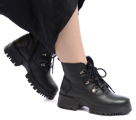 ЖЕНСКИЕ БОТИНКИ НАТУРАЛЬНАЯ КОЖА+ДУБЛЕНКА / НАТУРАЛЬНЫЙ МЕХ GUGU ГЕРМАНИЯ