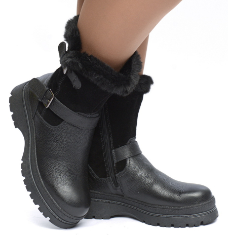 ЖЕНСКИЕ ПОЛУСАПОГИ НАТУРАЛЬНАЯ КОЖА + ВЕЛЮР / НАТУРАЛЬНЫЙ МЕХ GUGU ГЕРМАНИЯ