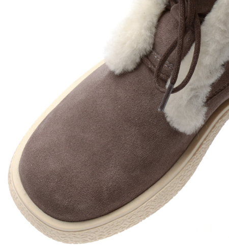 ЖЕНСКИЕ БОТИНКИ НАТУРАЛЬНАЯ КОЖА ( ВЕЛЮР ) / НАТУРАЛЬНЫЙ МЕХ GUGU ГЕРМАНИЯ