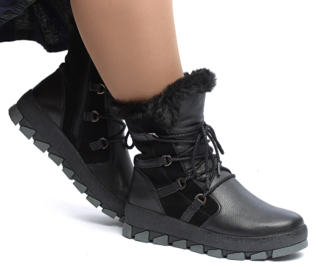 ЖЕНСКИЕ ПОЛУСАПОГИ НАТУРАЛЬНАЯ КОЖА + ВЕЛЮР / НАТУРАЛЬНЫЙ МЕХ GUGU ГЕРМАНИЯ