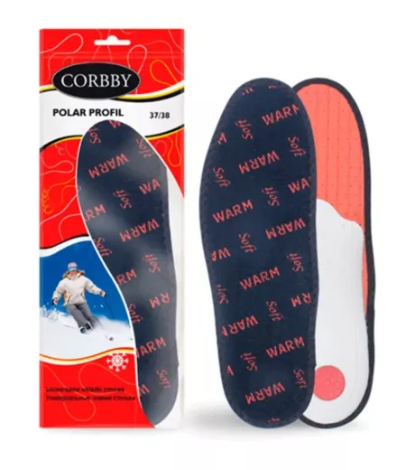 CORBBY POLAR PROFIL СТЕЛЬКИ УТЕПЛЕННЫЕ КАРКАСНЫЕ АНАТОМИЧЕСКИЕ ПО РАЗМЕРАМ 37/38-45/46 СORBBY ПОЛЬША