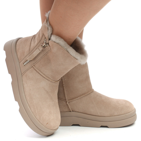 ЖЕНСКИЕ ПОЛУСАПОГИ НАТУРАЛЬНАЯ КОЖА (ВЕЛЮР) / НАТУРАЛЬНЫЙ МЕХ SALAMANDER