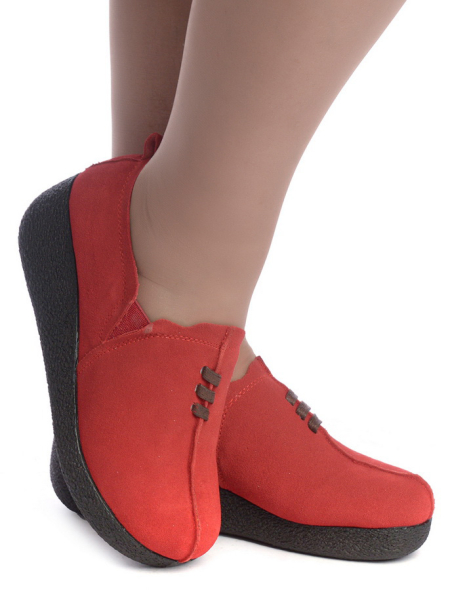 ЖЕНСКИЕ МОКАСИНЫ НА ТАНКЕТКЕ НАТУРАЛЬНАЯ КОЖА (ВЕЛЮР) BINIFOOT ТАЙВАНЬ