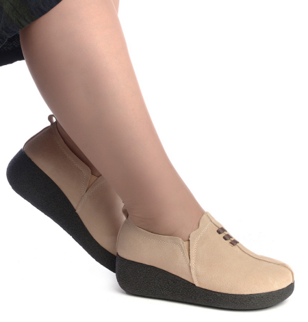 ЖЕНСКИЕ МОКАСИНЫ НА ТАНКЕТКЕ НАТУРАЛЬНАЯ КОЖА (ВЕЛЮР) BINIFOOT ТАЙВАНЬ