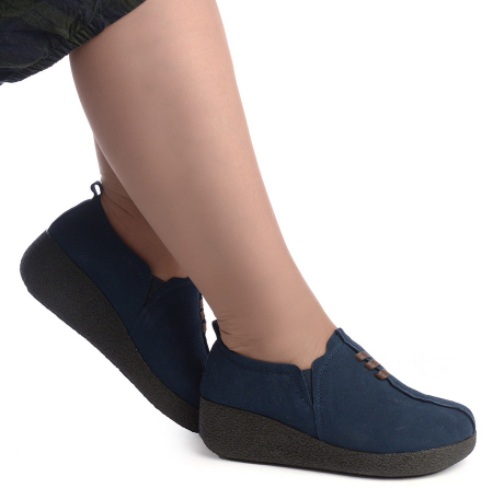 ЖЕНСКИЕ МОКАСИНЫ НА ТАНКЕТКЕ НАТУРАЛЬНАЯ КОЖА (ВЕЛЮР) BINIFOOT ТАЙВАНЬ