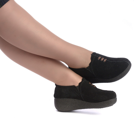 ЖЕНСКИЕ МОКАСИНЫ НА ТАНКЕТКЕ НАТУРАЛЬНАЯ КОЖА (ВЕЛЮР) BINIFOOT ТАЙВАНЬ