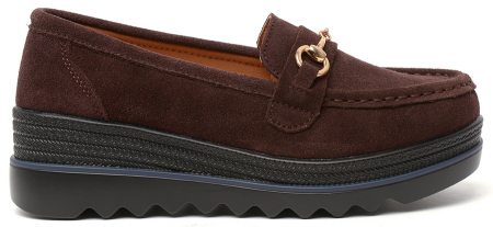 ЖЕНСКИЕ МОКАСИНЫ НА ТАНКЕТКЕ НАТУРАЛЬНАЯ КОЖА (ВЕЛЮР) BINIFOOT ТАЙВАНЬ