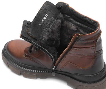 МУЖСКИЕ БОТИНКИ НАТУРАЛЬНАЯ КОЖА / НАТУРАЛЬНЫЙ МЕХ CORVETTO