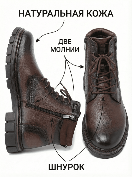 МУЖСКИЕ БОТИНКИ НАТУРАЛЬНАЯ КОЖА / НАТУРАЛЬНЫЙ МЕХ CORVETTO
