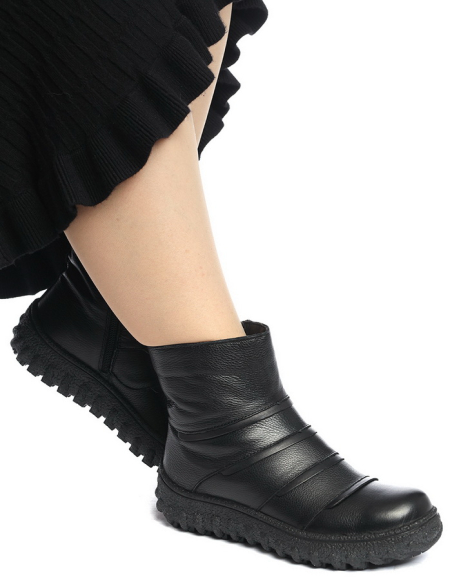 ЖЕНСКИЕ БОТИНКИ НАТУРАЛЬНАЯ КОЖА / НАТУРАЛЬНЫЙ МЕХ GUGU ГЕРМАНИЯ