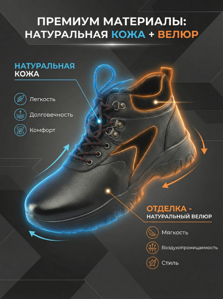 МУЖСКИЕ БОТИНКИ НАТУРАЛЬНАЯ КОЖА / НАТУРАЛЬНЫЙ МЕХ GUGU