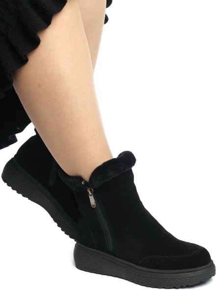 ЖЕНСКИЕ БОТИНКИ НАТУРАЛЬНАЯ КОЖА(ВЕЛЮР) / НАТУРАЛЬНЫЙ МЕХ GUGU ГЕРМАНИЯ