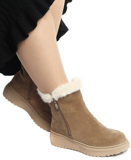 ЖЕНСКИЕ БОТИНКИ НАТУРАЛЬНАЯ КОЖА(ВЕЛЮР) / НАТУРАЛЬНЫЙ МЕХ GUGU ГЕРМАНИЯ