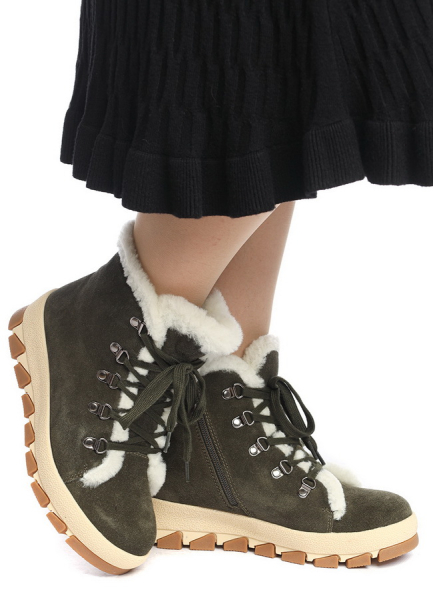 ЖЕНСКИЕ БОТИНКИ НАТУРАЛЬНАЯ КОЖА ( ВЕЛЮР ) / НАТУРАЛЬНЫЙ МЕХ GUGU ГЕРМАНИЯ