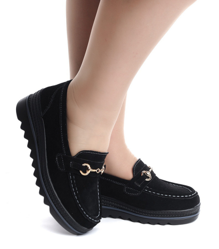 ЖЕНСКИЕ МОКАСИНЫ НА ТАНКЕТКЕ НАТУРАЛЬНАЯ КОЖА (ВЕЛЮР) BINIFOOT ТАЙВАНЬ