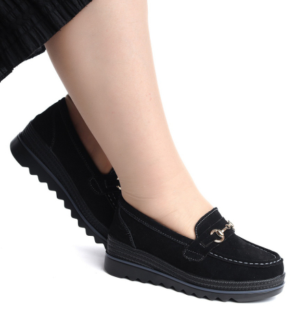 ЖЕНСКИЕ МОКАСИНЫ НА ТАНКЕТКЕ НАТУРАЛЬНАЯ КОЖА (ВЕЛЮР) BINIFOOT ТАЙВАНЬ