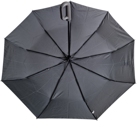 ЗОНТ СЕРЫЙ АВТОМАТ РУЧКА КАРАБИН 9 СПИЦ