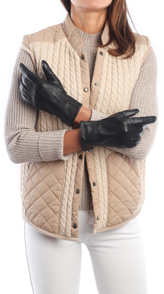 ПЕРЧАТКИ ЖЕНСКИЕ КОЖА ЯГНЕНКА/ШЕЛК