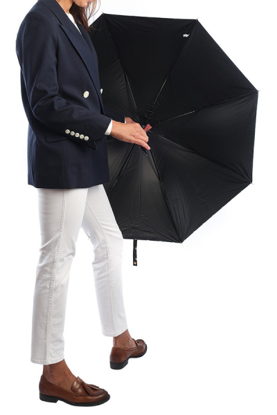 ЗОНТ ЖЕНСКИЙ ТРОСТЬ ЧЕРНЫЙ В ГОРОХ МЕХАНИКА 8 СПИЦ