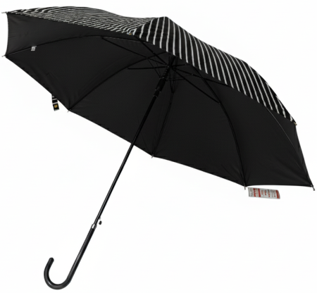 ЗОНТ ЖЕНСКИЙ ТРОСТЬ ЧЕРНО-БЕЛЫЙ В ПОЛОСКУ МЕХАНИКА 8 СПИЦ