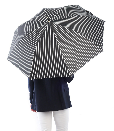 ЗОНТ ЖЕНСКИЙ ТРОСТЬ ЧЕРНО-БЕЛЫЙ В ПОЛОСКУ МЕХАНИКА 8 СПИЦ