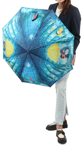 ЗОНТ ЖЕНСКИЙ АВТОМАТ ДЕВОЧКИ ПИНГВИН ЗОНТЫ СИНИЙ ЛЕС 8СПИЦ АНТИВЕТЕР