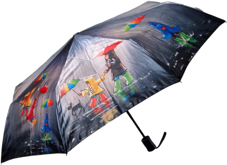 ЗОНТ ЖЕНСКИЙ АВТОМАТ ДЕТИ ДОЖДЬ СОБАКИ КОРИЧНЕВЫЙ 8 СПИЦ АНТИВЕТЕР