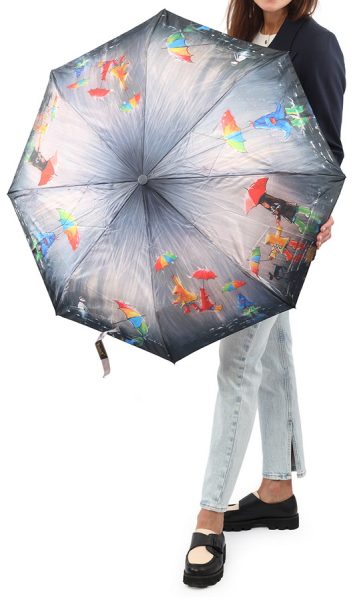 ЗОНТ ЖЕНСКИЙ АВТОМАТ ДЕТИ ДОЖДЬ СОБАКИ КОРИЧНЕВЫЙ 8 СПИЦ АНТИВЕТЕР