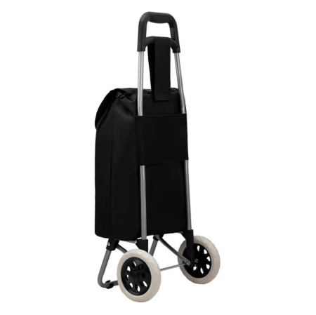 СУМКА ТЕЛЕЖКА НА КОЛЕСАХ ХОЗЯЙСТВЕННАЯ 25 ЛИТРОВ ЧЕРНАЯ БЕЛЫЙ ЦВЕТОК