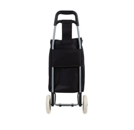 СУМКА ТЕЛЕЖКА НА КОЛЕСАХ ХОЗЯЙСТВЕННАЯ 25 ЛИТРОВ ЧЕРНАЯ БЕЛЫЙ ЦВЕТОК