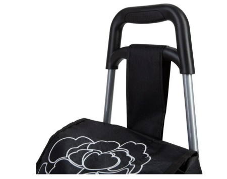 СУМКА ТЕЛЕЖКА НА КОЛЕСАХ ХОЗЯЙСТВЕННАЯ 25 ЛИТРОВ ЧЕРНАЯ БЕЛЫЙ ЦВЕТОК