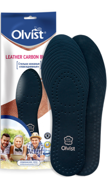 OLVIST СТЕЛЬКИ LEATHER CARBON BLACK НАТУРАЛЬНАЯ КОЖА И ЛАТЕКС ОТ ВЛАГИ 36-45