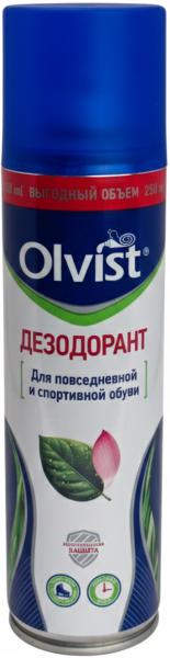 OLVIST ДЕЗОДОРАНТ ДЛЯ ОБУВИ С АНТИБАКТЕРИАЛЬНЫМ ЭФФЕКТОМ 250 МЛ