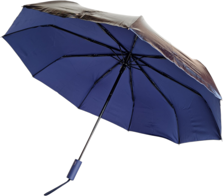 ЗОНТ АВТОМАТ СИНИЙ ПЕРЕЛИВЫ СВЕТА 9 СПИЦ АНТИВЕТЕР