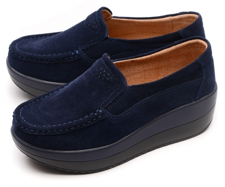 ЖЕНСКИЕ МОКАСИНЫ НА ТАНКЕТКЕ НАТУРАЛЬНАЯ ЗАМША BINIFOOT ТАЙВАНЬ