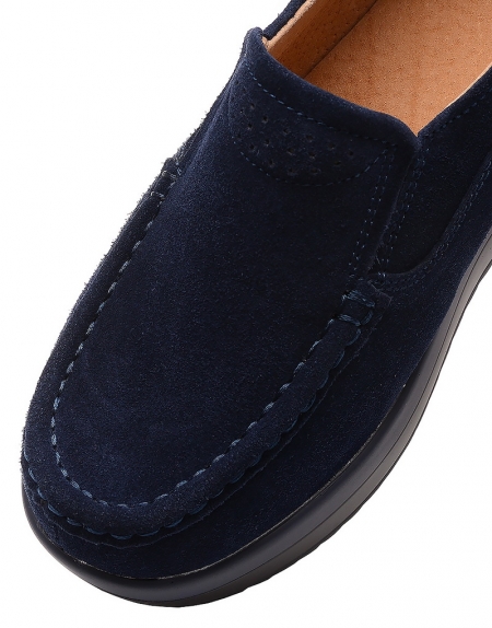 ЖЕНСКИЕ МОКАСИНЫ НА ТАНКЕТКЕ НАТУРАЛЬНАЯ ЗАМША BINIFOOT ТАЙВАНЬ