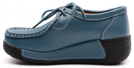 ЖЕНСКИЕ МОКАСИНЫ НА ТАНКЕТКЕ НАТУРАЛЬНАЯ КОЖА BINIFOOT/BNF ТАЙВАНЬ