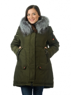 ЖЕНСКОЕ ПОЛУПАЛЬТО БОЛЬШОЙ РАЗМЕР НА ХОЛЛОФАЙБЕРЕ / МЕХ ЧЕРНОБУРКА