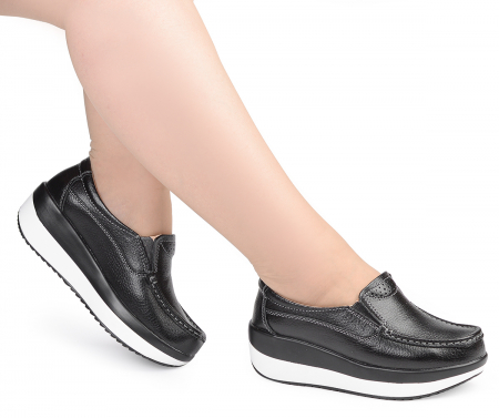 ЖЕНСКИЕ МОКАСИНЫ НА ТАНКЕТКЕ НАТУРАЛЬНАЯ КОЖА BNF ТАЙВАНЬ